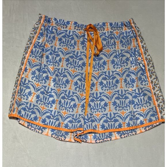 Gretchen Scott Beach Shorts Womens Large East India Periwinkle Orange Drawstring - Picture 1 of 10